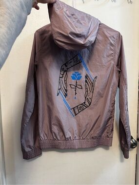 Empyre Lavender Hooded Windbreaker with Blue and Black Back Graphic